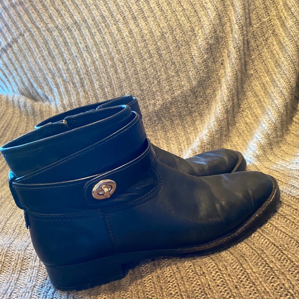 Coach black leather booties